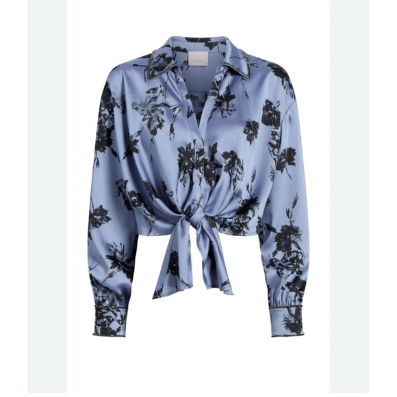 Cinq à Sept Women's Marianna Floral Embellished Tie Front Top size xs - Picture 1 of 7